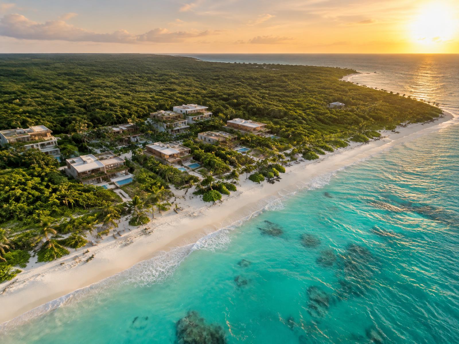 Aerial of a beachfront development